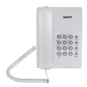 Проводной телефон Sanyo RA-S204W (повтор последнего номера, кнопка ”флэш”, переключение тон/пульс, регулировка громкости звонка, возможность установки на стене)