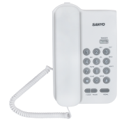 Проводной телефон Sanyo RA-S108W (повтор последнего номера, индикатор вызова, кнопка ”флэш”, переключение тон/пульс, регулировка громкости звонка, возможность установки на стене)