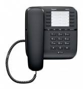 Проводной телефон Gigaset DA510 RUS, черный (10 клавиш для быстрого набора 20 номеров,10 мелодий звонка с изменяемой громкостью, визуальная индикация звонков, повторный набор последнего номера, возможность установки на стене, цвет - черный)