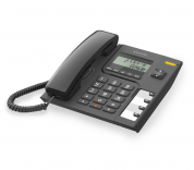 Проводной телефон Alcatel T56 black (монохромный дисплей с Caller ID, громкая связь, 4 номера прямого набора, память на 10 номеров, журнал последних 68 входящих вызовов, цвет - черный)
