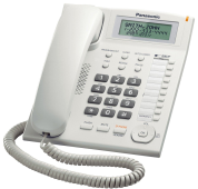 Проводной телефон Panasonic KX-TS2388RUW (аналоговый, 1 линия, Caller ID, ЖК-дисплей, тел. книга 50 номеров, память 50 последних номеров, спикерфон, укоренный набор 10 номеров, однокнопочный набор 20 номеров, возможность установки на стене)