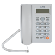 Проводной телефон Sanyo RA-S306W (Caller ID, ЖК-дисплей с часами, спикерфон, порт для доп. тел. оборудования, журнал на 50 входящих и 15 набранных номеров, будильник, возможность установки на стене)