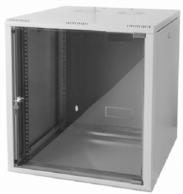 Шкаф настенный 19", 9U, 600х450, стеклянная дверь, серый, Datarex DR-600110