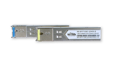 WI-SFP10SC-20KM, WDM SFP модуль, 20км, 1,25Гбит/с, Tx=1310/Rx=1550нм, SC, SM, DDM