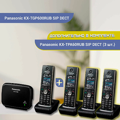 Комплект: Panasonic KX-TGP600RUB + KX-TPA60RUB (3 шт.)